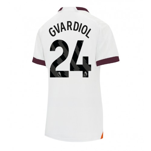 Fotballdrakt Dame Manchester City Josko Gvardiol #24 Bortedrakt 2023-24 Kortermet